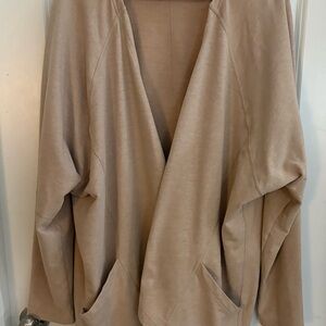Tucy Soft Open-Front Beige Cardigan Sweater XL Quiet Luxury Normcore